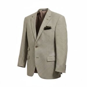 Ralph Lauren Purple Label Silk Linen Plaid Suit Jacket Blazer 49R Italy Luxury